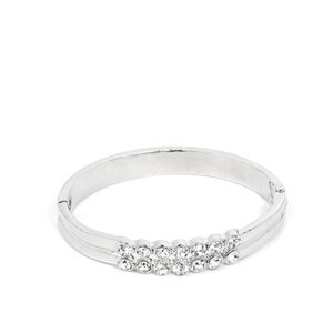 Paparazzi Silver Bracelet with Modern Elegance Doubled Down Dazzle  White